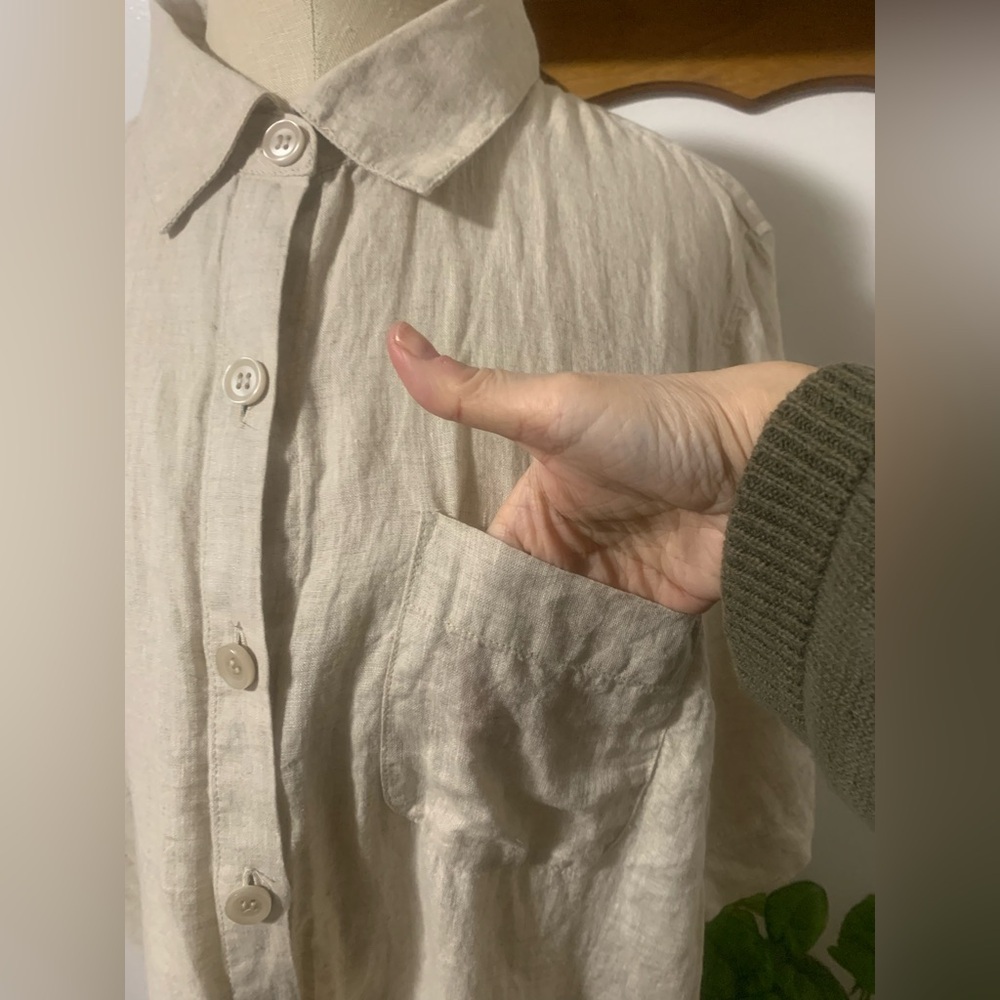 Coldwater Creek 100% Linen Camp Button Up Plus Shirt 1X - Picture 8 of 14